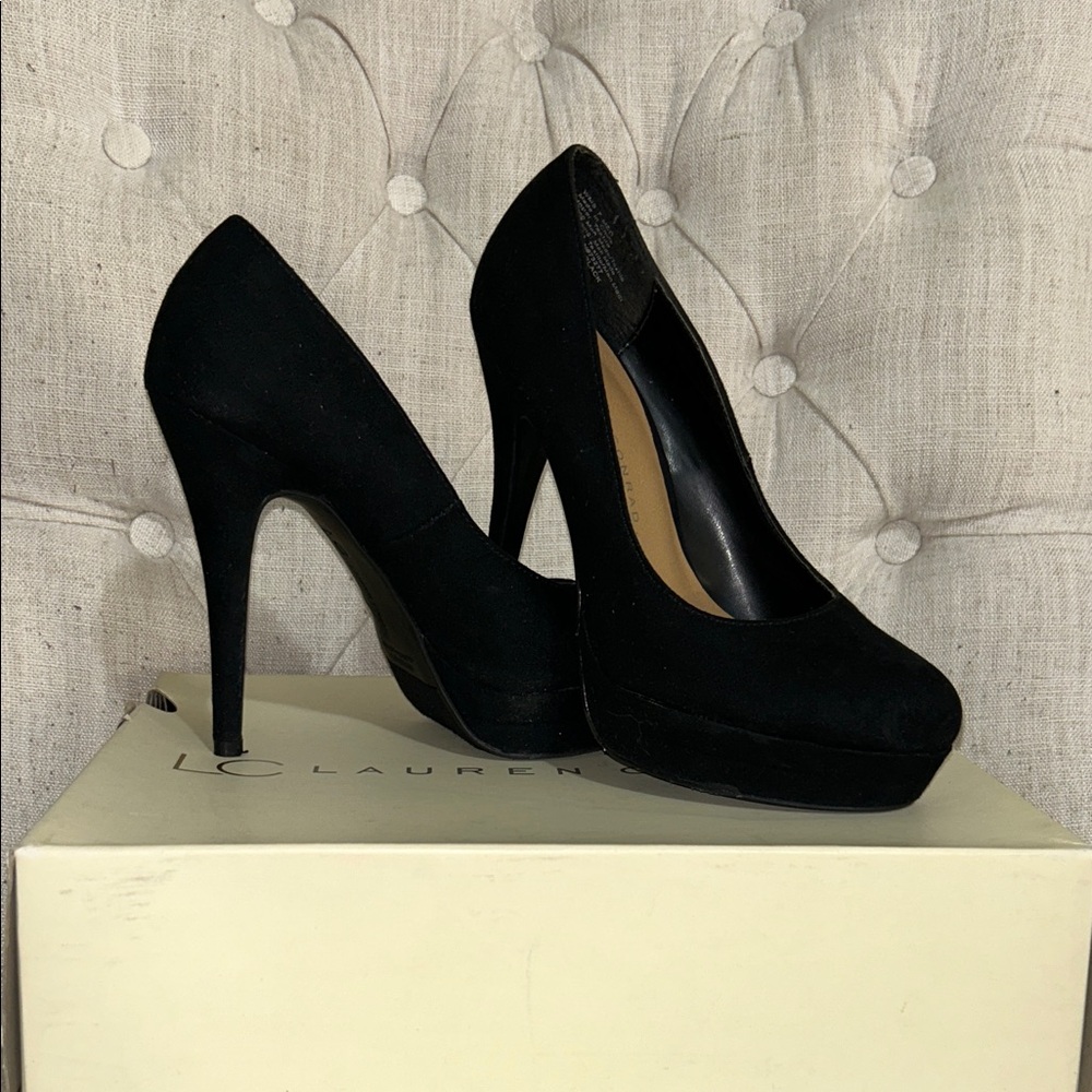 Lauren Conrad 1in Toe Platform Black Suede Women's 5in Heels - Size 7 👠